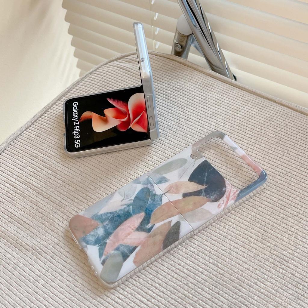 Blatt Cartoon Hülle für Samsung Galaxy Z Flip3 Flip4 Flip 3 4 5g Niedliche Paar Handyhülle Rückseite Ins Schutzhülle Capa
