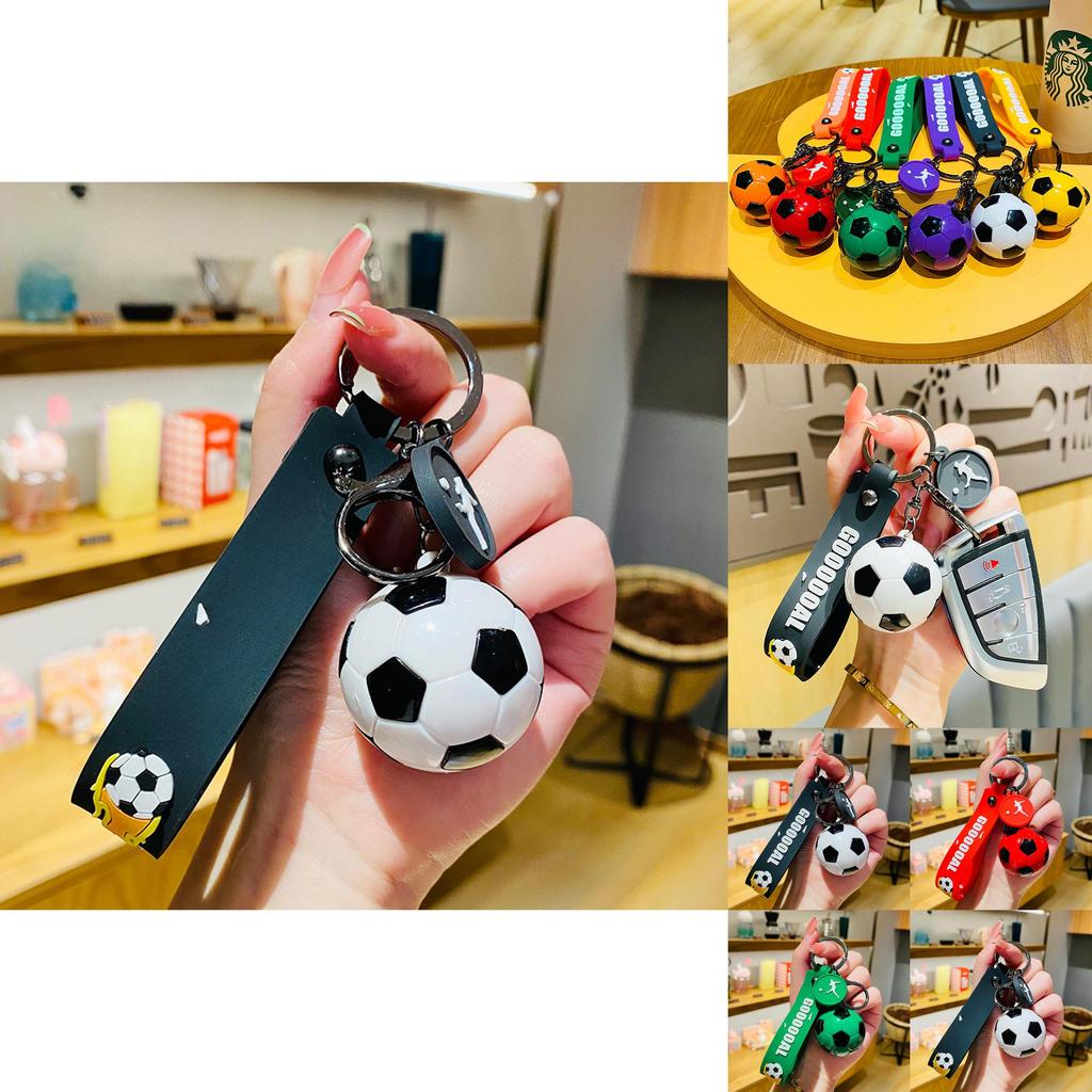 Cute Cartoon Soccer Keychain Adorable Faux Football Bag Hanger Car Accessory
