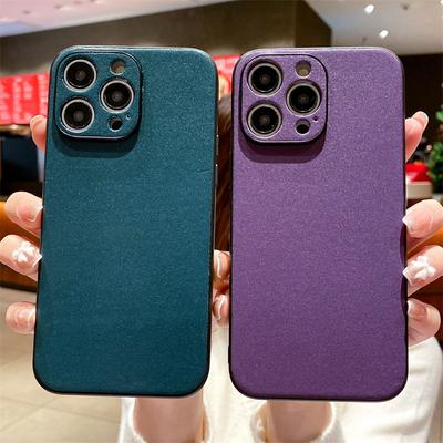 Lambskin Pu Leather Lens Protection Phone Case For Iphone 14 13 12 11 Pro Max 14 Plus 14pro Shockproof Silicone Tpu Back Cover