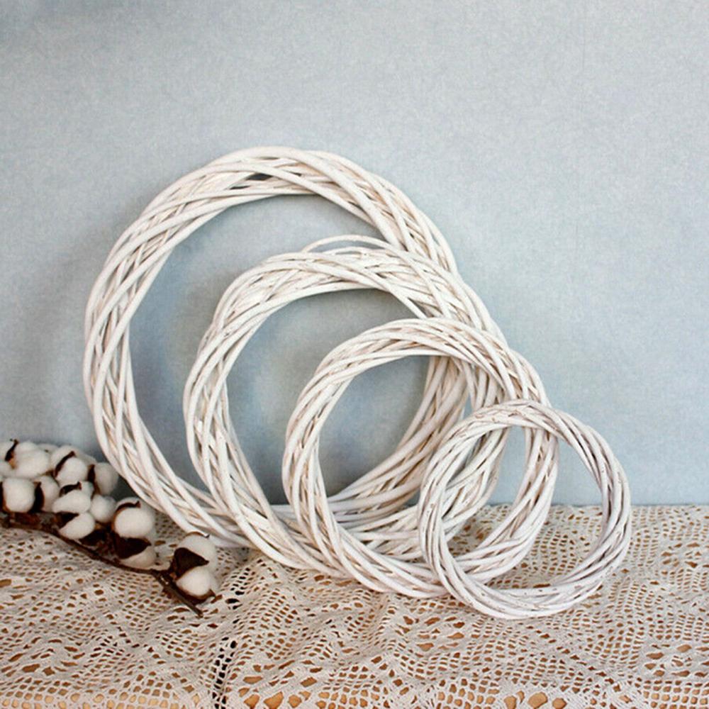10-30CM Christmas Rattan Ring White Wreath Garland Hanging Vine Ring DIY Craft Xmas Ornaments Xmas Party Decorations