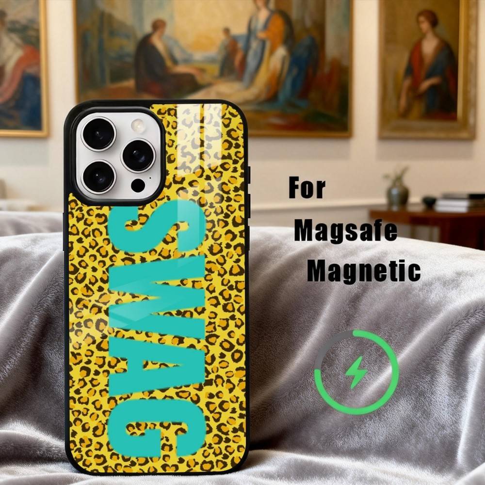 C-Clmj L-Leopard P-Print SWAG Phone Case For iPhone17,16,15,14,13,12,11 Plus,Pro Max Magnetic For Magsafe Wireless Charging iPhone15