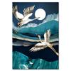Retro Chinese Style Gold Flying Crane Abstract Sun Animal Canvas Painting Birds Posters Prints Wall Painting for the Living Room