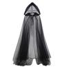 Halloween Gaskappe med hette Voksen Full lengde Gjennomsiktig Nett Hettekappe Halloween Heks Cosplay Kostyme for Renessanse Middelalderfest