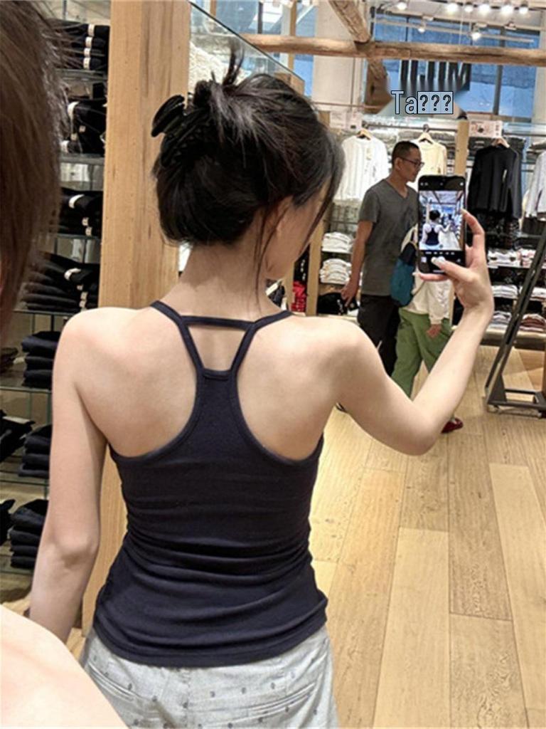 Sweet & Spicy Backless Waist-Hugging Camisole - Slim Fit with Chest Pads, Perfect for Yoga & Fitness