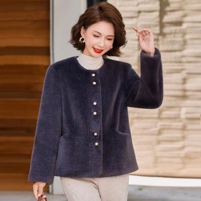 Women's New Dopamine New Short Mink Fur Integrated Jacket with Fleece and Thicker Temperament Women