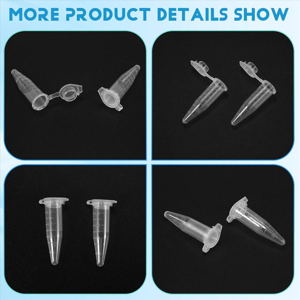 BHBL 1000Pcs Mini Centrifuge Tubes 1.5Ml Raduated Clear Plastic Centrifuge Vials with Flat-Top Snap Cap