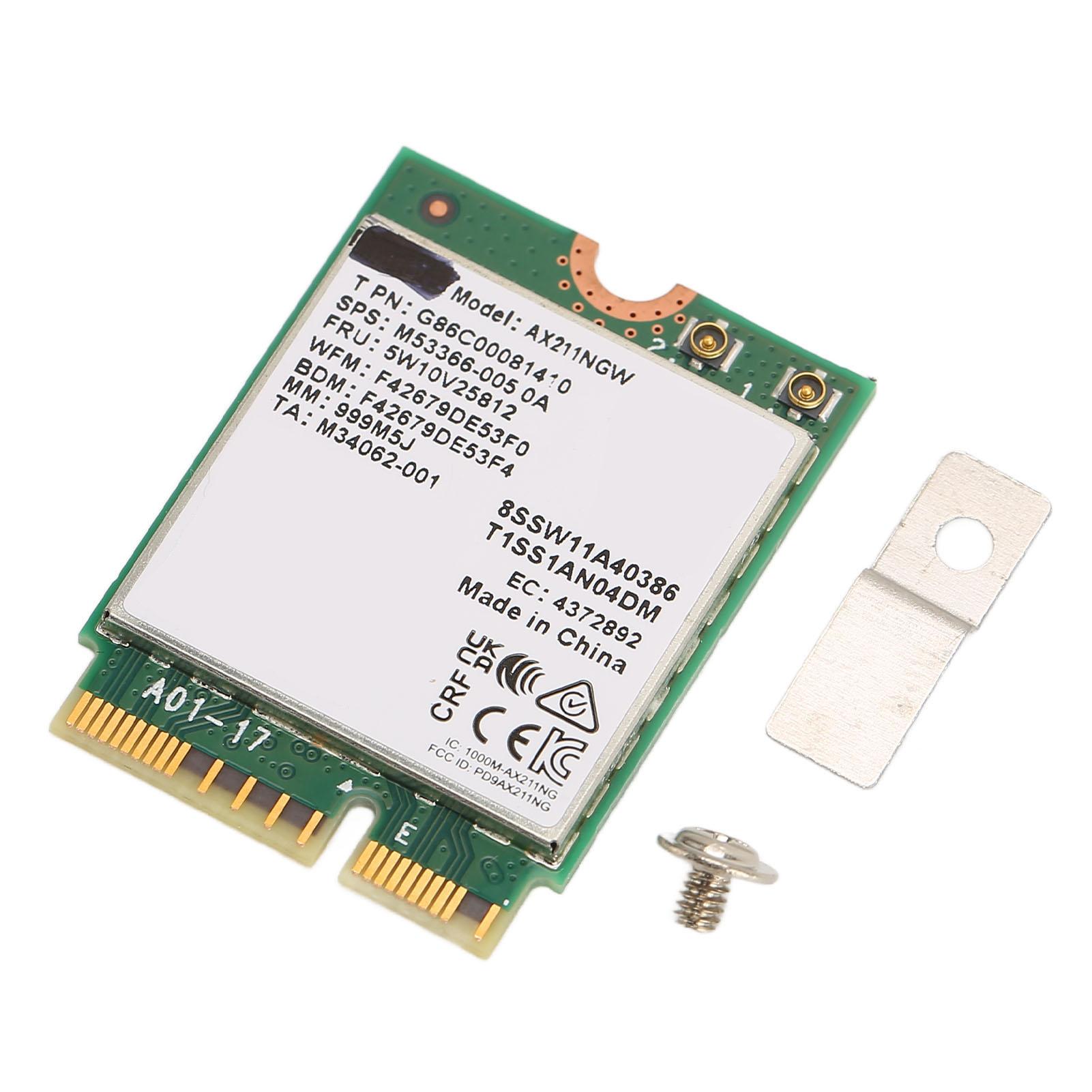 

M.2 Network Card AX211NGW M.2 KEY E CNVio 2 Triple Frequency 802.11ac BT5.2 Wireless WiFi Adapter Card for Win 10