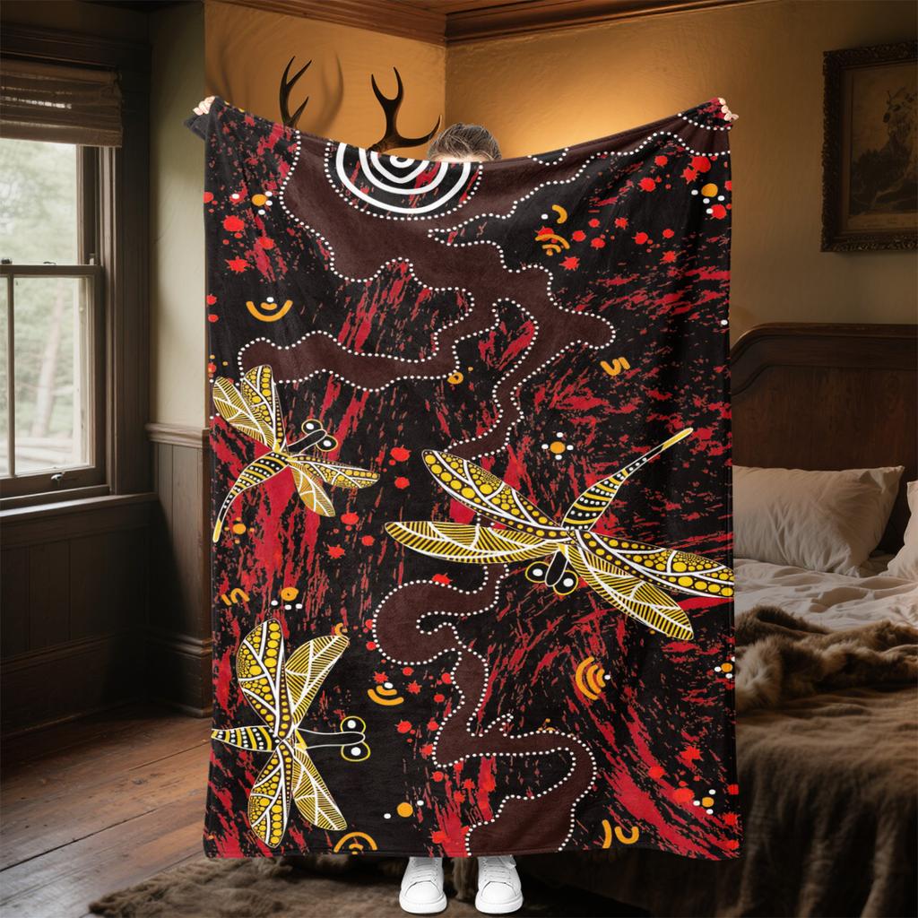 1PC Aboriginal Art Blanket Vibrant Dot Soft Comfortable All Seasons Perfect Sofa Office Travel Home Gift Idea