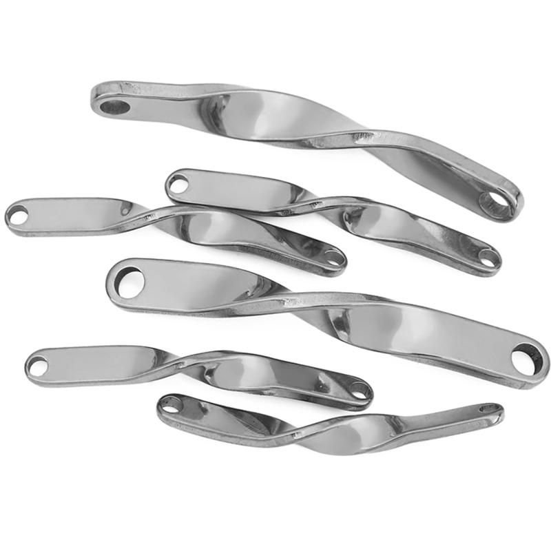

5pcs Stainless Steel Necklace Connectors Clasps PVD Never Fade Double Big Hole Twisted Bar Links Stick Bracelet Jewelry Making 34mm