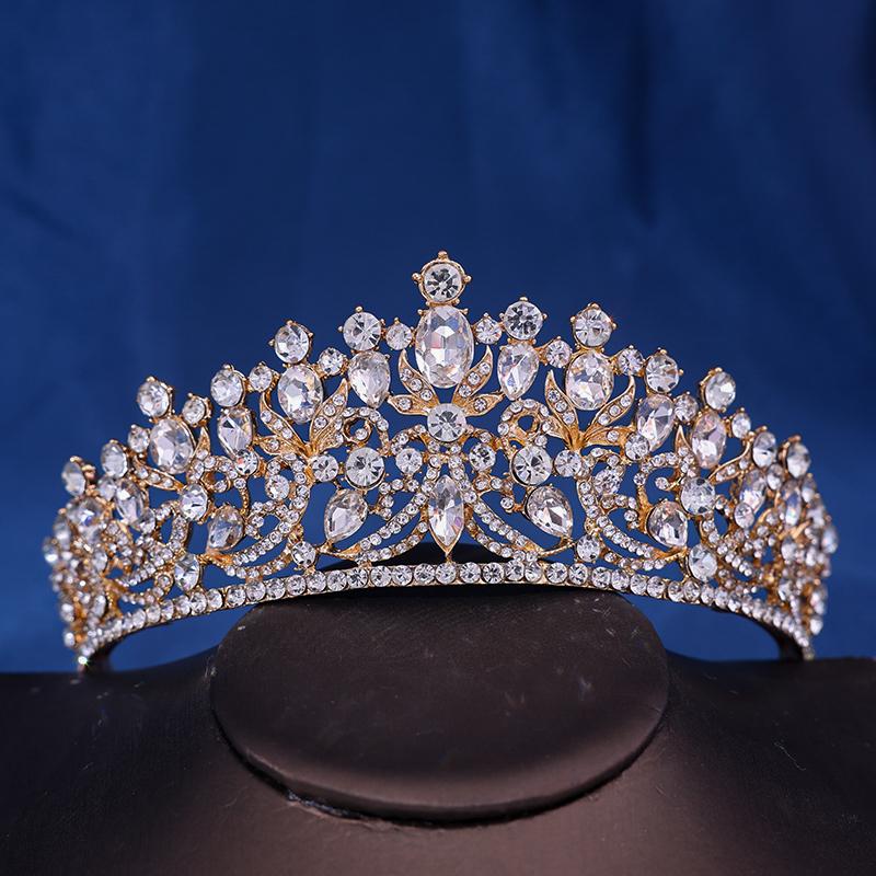 Barock Vintage Prinsessa Drottning Brudkrona Huvudsmycke Kristalltiara För Kvinnor Bröllopskrona Hårklänningstillbehör Smycken