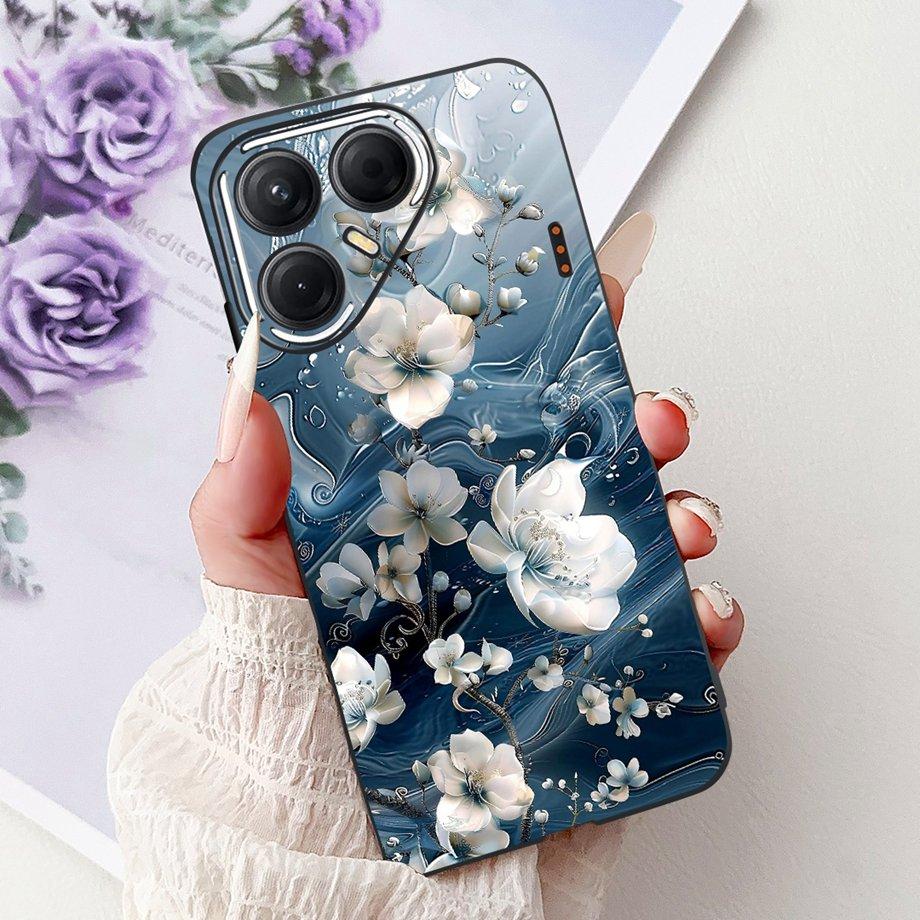 Black Silicone Cover For Tecno Pova 7 4G 5G / Pova 7 Pro Pova7 Ultra Neo Funda Cat Flower Dragon Design Bumper Soft Capa