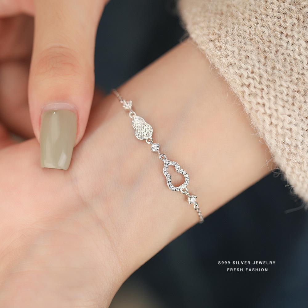 Elegant S999 Silver Gourd Bracelet for Women - Starry Hollow Design, High-End, Chic Jewelry.