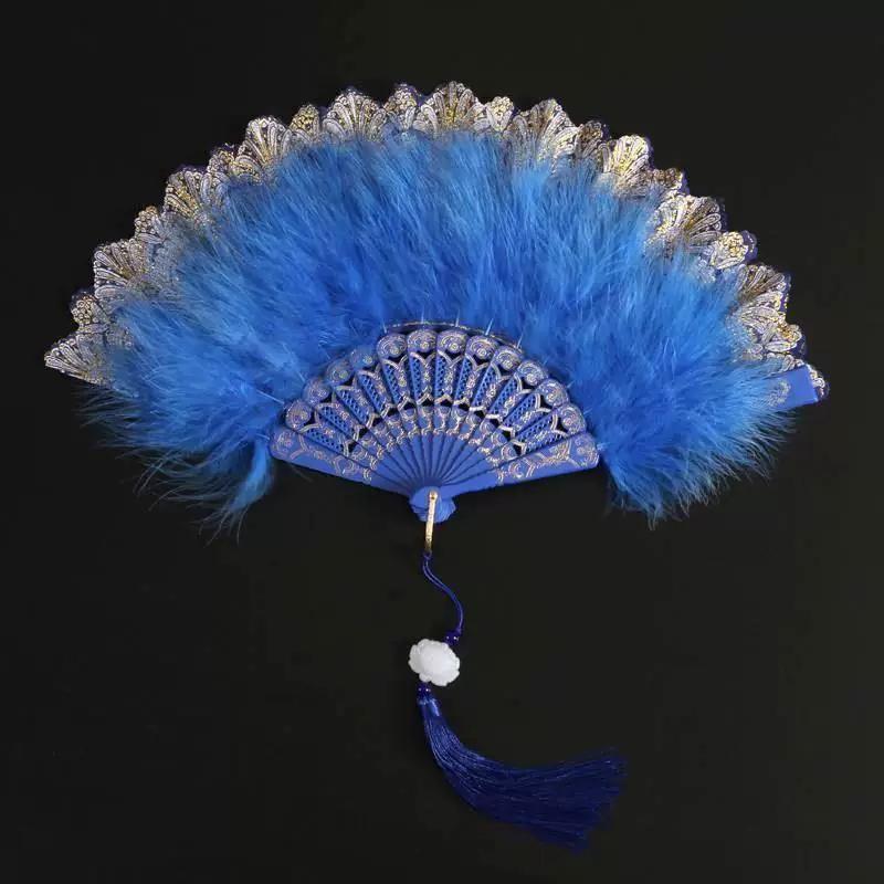 White Feather Fan, Popular Retro Fan, Suitable for Pairing with Cheongsam, Dance, Catwalk, Bird-Of-Prey Style, Palace Style, Fairy-Like Girl Folding