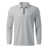 New Men's Collared Fashion Solid-Colour Waffle-Weave Long-Sleeved T-Shirt Polo Top