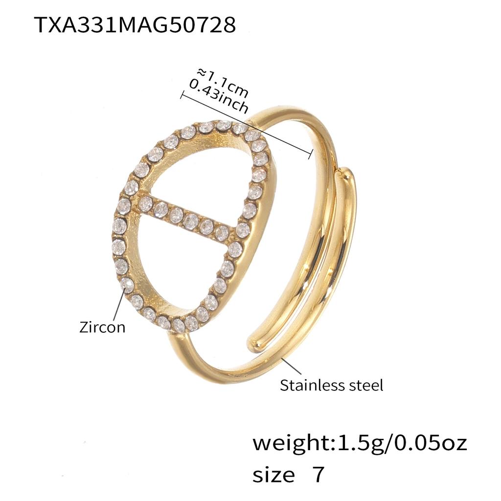 LT-TXP331 High-end Japanese Character Zircon Stainless Steel Pig Nose Tassel Necklace Earrings Open Ring Light Luxury Elegant
