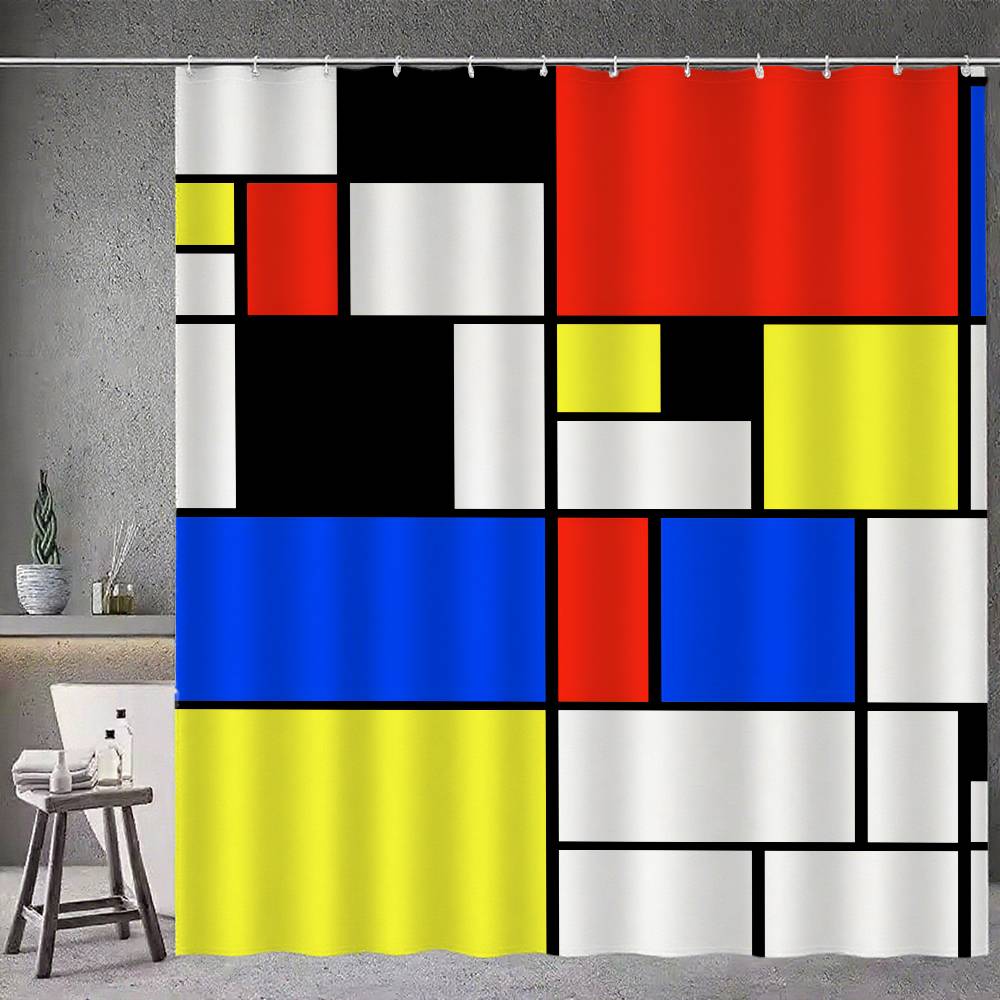 Art P-Piet Cc-Ornelies M-Mondrian Modern Simple Shower Curtain Bathroom Decorative Polyster Shower Curtain With Hook