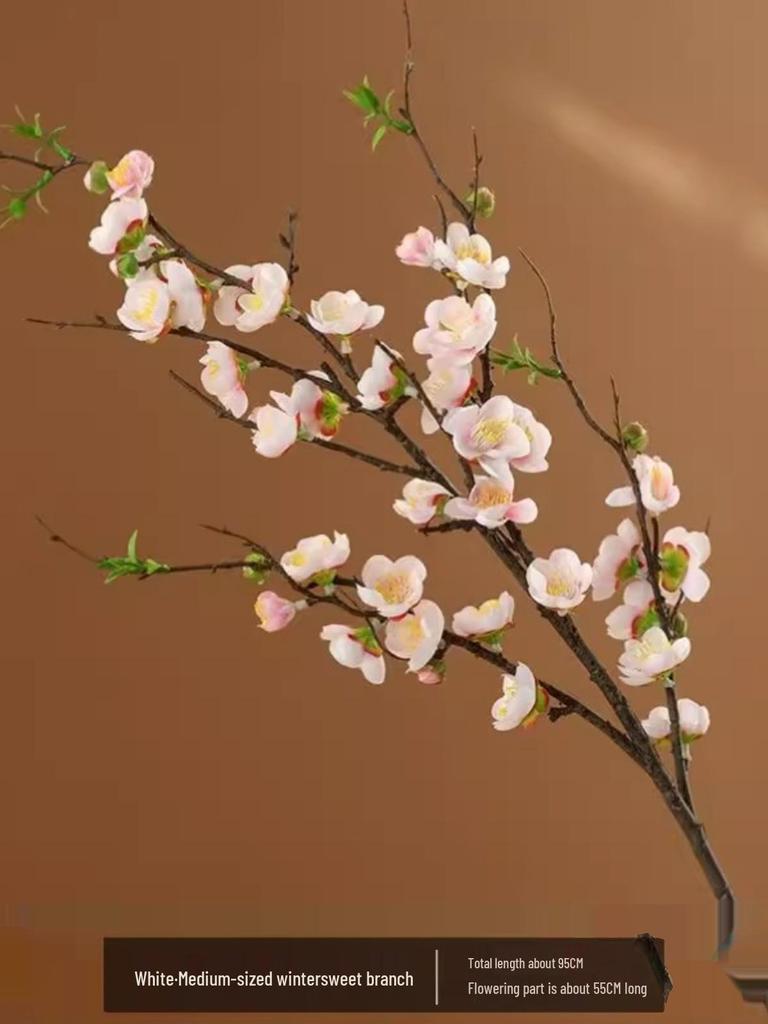 Artificial Plum & Peach Blossom Bonsai: Winter Sweet Flower Decor for Living Room or Study