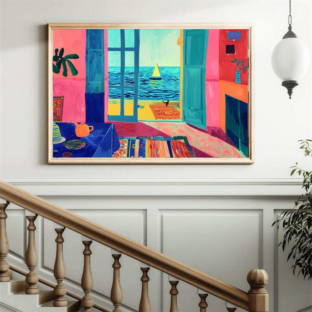 Henri Matisse Print Matisse Museum Wall Art Poster Henri Matisse Poster Matisse Canvas Painting Sea Window Artwork Decor 21X30CMNo Framed