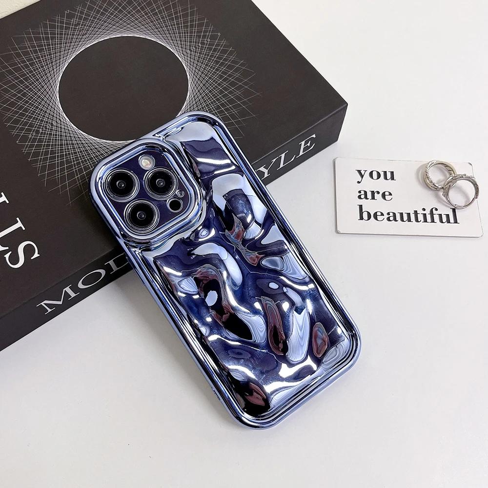 Qianliyao 3D Electroplated Meteorite Pattern Phone Case For iPhone 15 14 13 12 16 Pro Max 14promax Soft Shockproof Back Cover