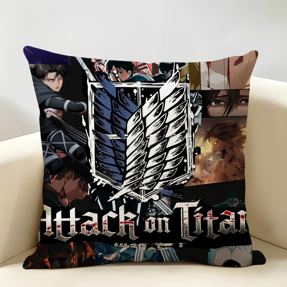 Anime AAttack On Titan Cushion Cover Natural Linen Organic Fabric DoubleSided Printing Room Sofa Decor Pillow Case