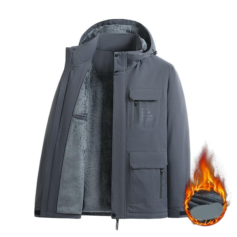 Sammetsvindjacka för män på hösten och vintern, Vindtät och vattentät anfallsjacka för utomhusbruk, Köldtåliga bomullskläder, Bomullskappa