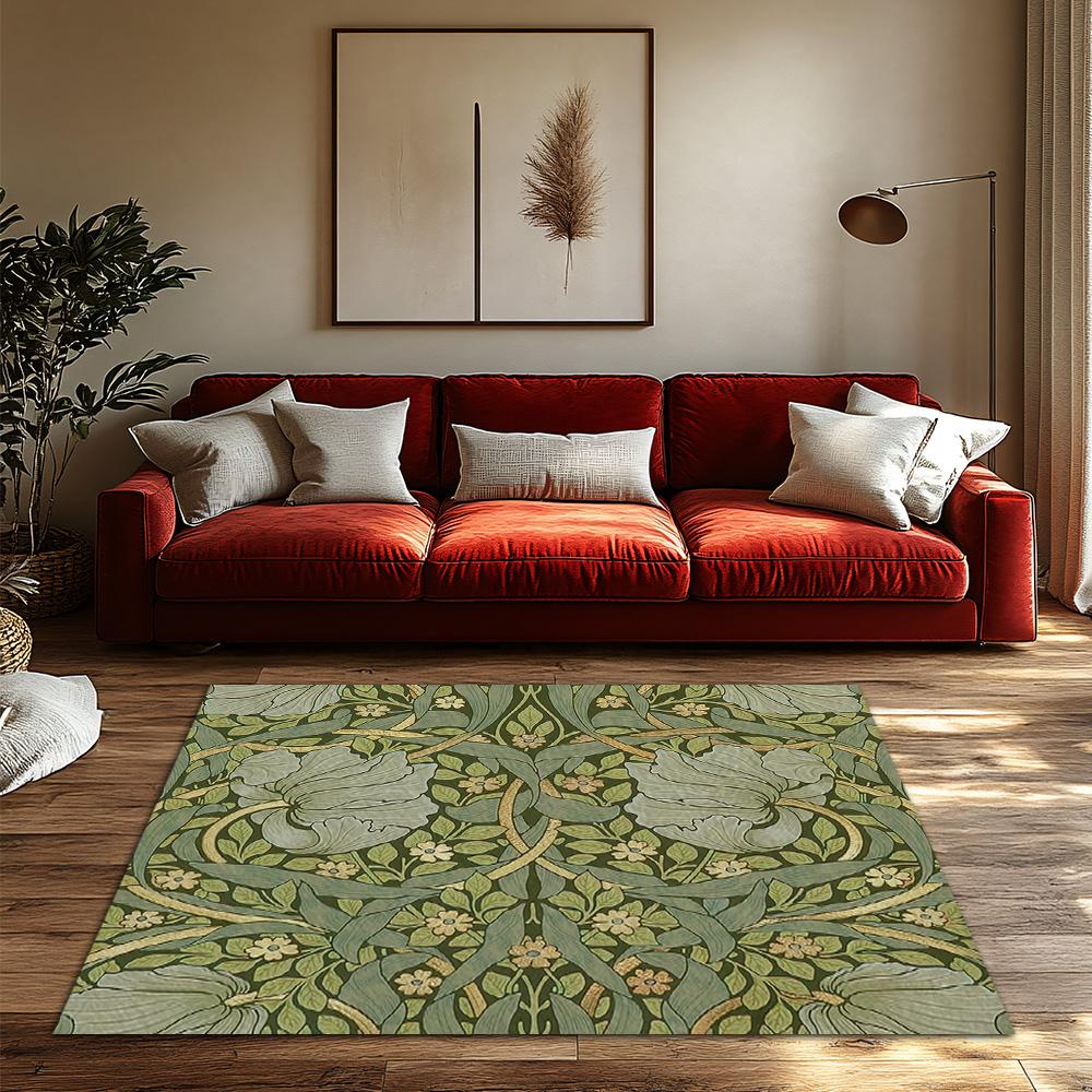 Vintage Floral Area Rugs Botanical Home Decor Persian Style Carpet Farmhouse Entryway Mat Non Slip Floor Covering Elegant Living