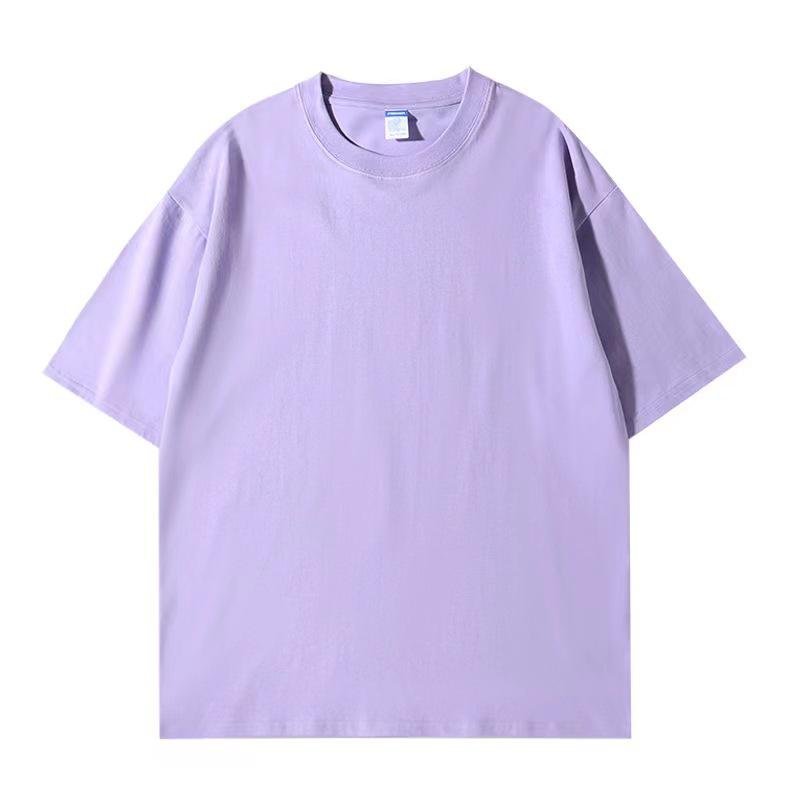 260g Unisex Pure Cotton Loose Fit Double Yarn Drop Shoulder Half Sleeve T-Shirt