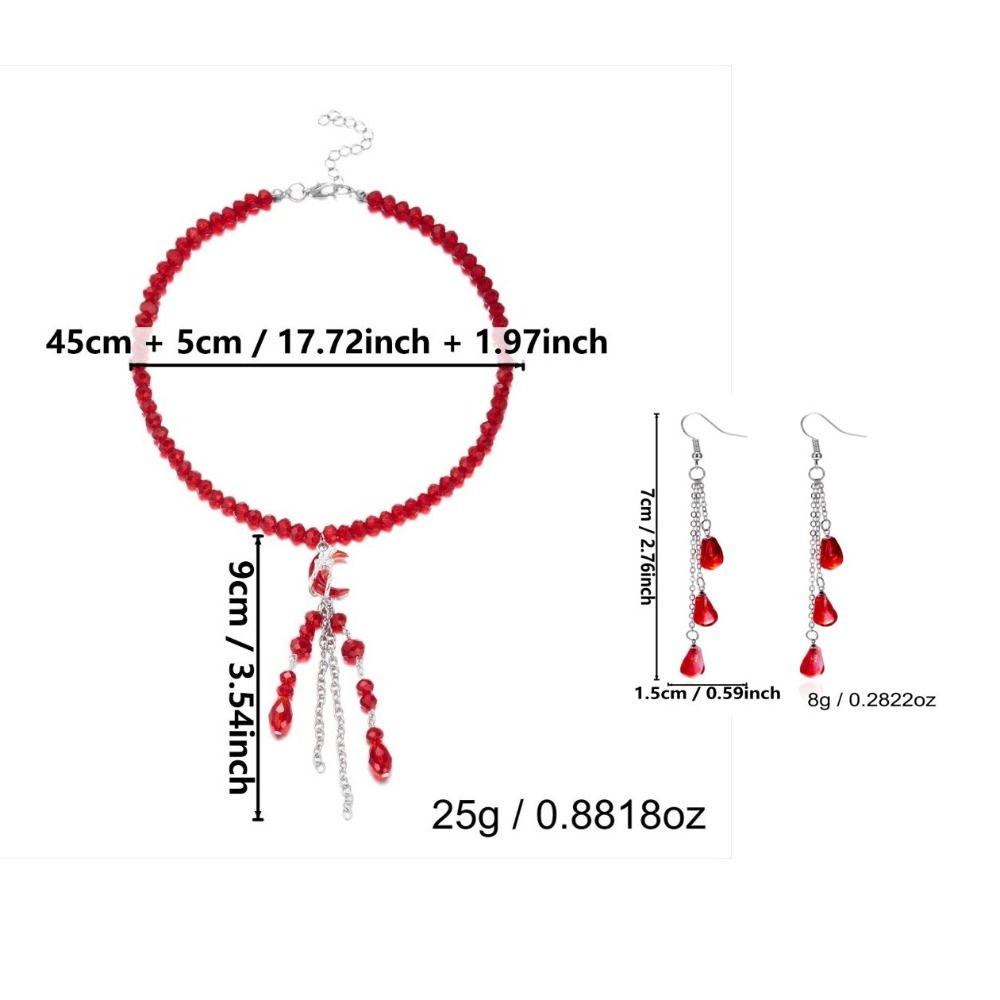 Gothic Blood Drop Necklace Tassel Halloween Earrings Creative Halloween Collarbone Chain  Cosplay