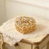 Heart Shape Rings Earring Storage Container With Gemstones And Pearls Decoration