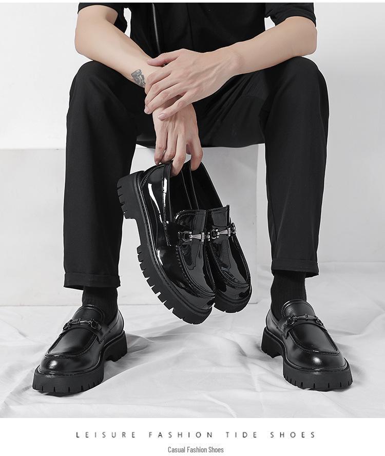 2024 Men's Large Size Heightening Leather Loafers - Youth Big Toe, Thick Sole