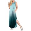 Women Casual Gradient Colours Pocket Long Dress Sleeveless Split Maxi Dresses