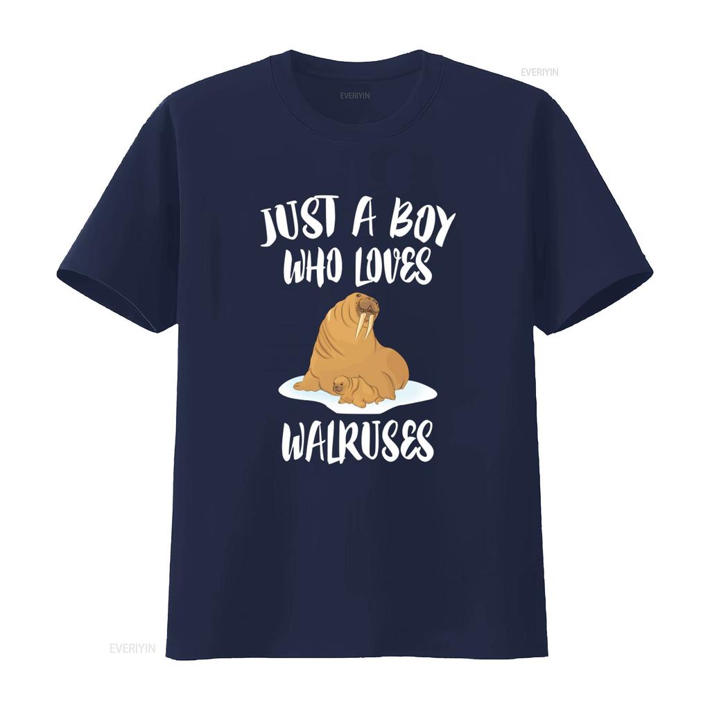 Just A Boy Who Loves Walruses T Shirt Walrus Lover Perfect For Animal Lovers Adult Kids Sizes Vintage Breathable Soft