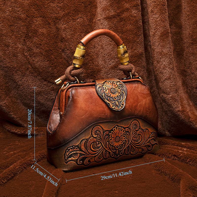 Vintage Style Women's Bag with Floral Pattern Fashionable PU Shoulder Bag