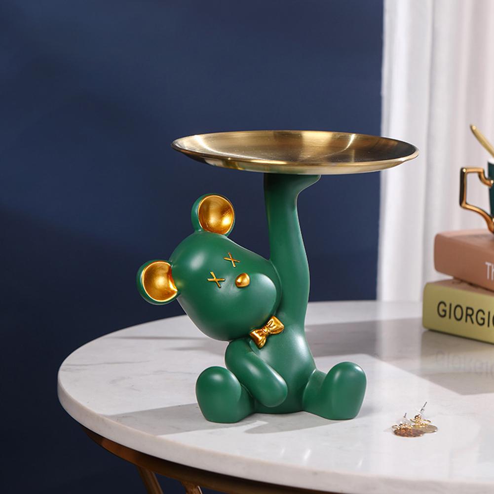 

Resin Bear Artificial Ornaments Key Storage Tray Home Living Room Office Tea Table Tv Cabinet Decoration green #1