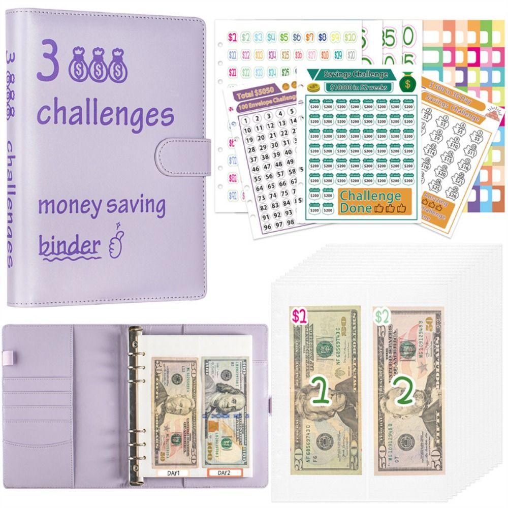PU 100 Envelope Challenge Notebook Colorful Money Organizer  Office Stationery Supplies