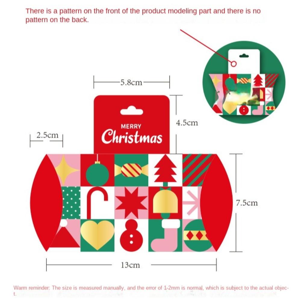 5PCS Merry Christmas Pillow Paper Box Handheld Portable Snack Candy Boxes Bags Santa Claus Small Christmas Gift Bag