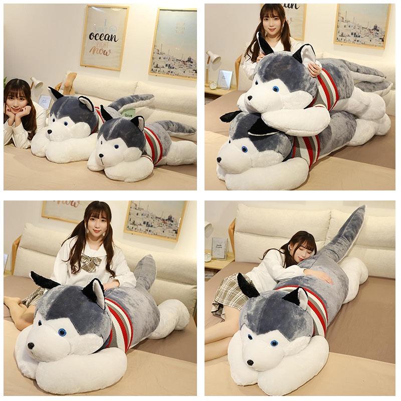 Großes Plüsch-Husky-Spielzeug, realistisches Stofftier, ideales Geburtstags- und Kuschelgeschenk für Kinder
