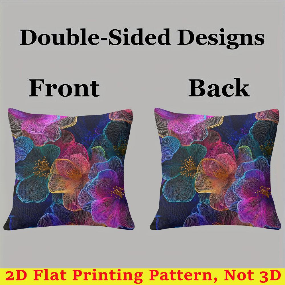 Neon Floral square Jacquard Pillow Cover for Sofa Office Waist Cushion Cover Home Decorative Pillowcase