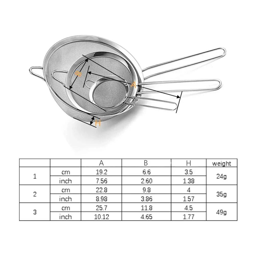Stainless Steel Fine Mesh Flour Sifter with Handle Baking Sieve Strainer for Kitchen Cake Cookie Making