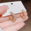 Sweet and Light Luxury Square Buckle Earrings for Women Cold Style High-end French Versatile Diamond Earrings