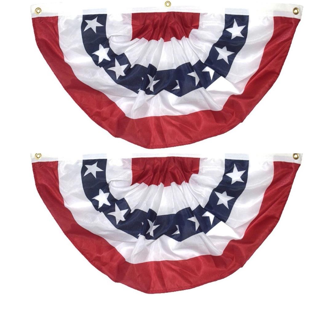2pcs 45*90cm Printed Stripes Stars Usa Pleated Fan Bunting Half Banner Flag For July 4th Independence Day Decoration
