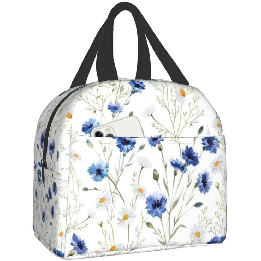 Lunchtasche Buntes Blumenmuster Isolierte Lunchbox Kühlfach Gefrierbar Thermisch Wasserdicht Lunch Tragetasche für Reise Arbeit Wandern Picknick