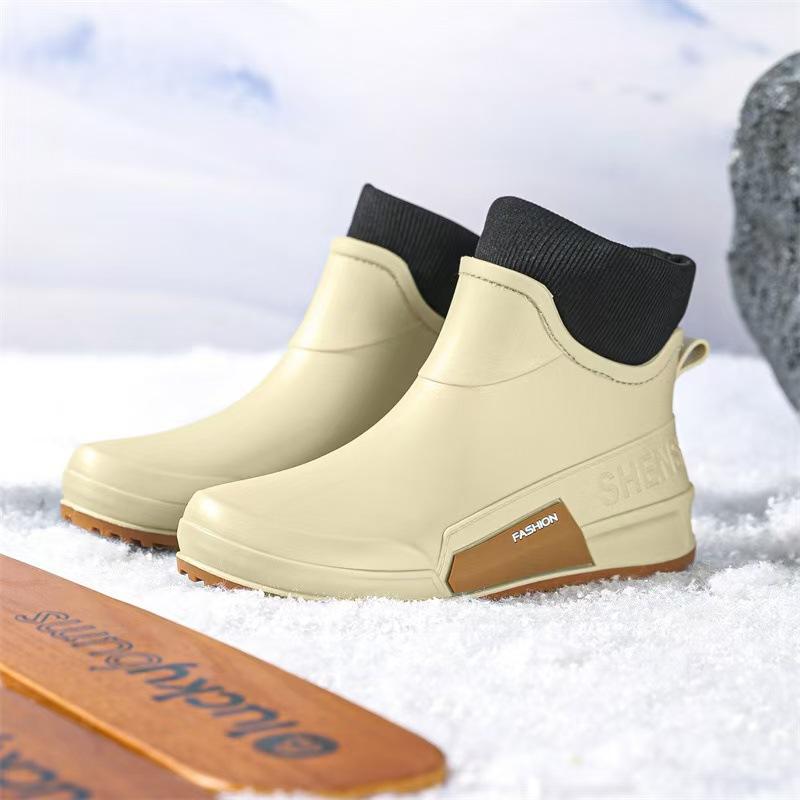 Fashion short rain boots men's versatile outer wear couple water shoes non-slip kitchen rubber shoes waterproof car wash shoes women