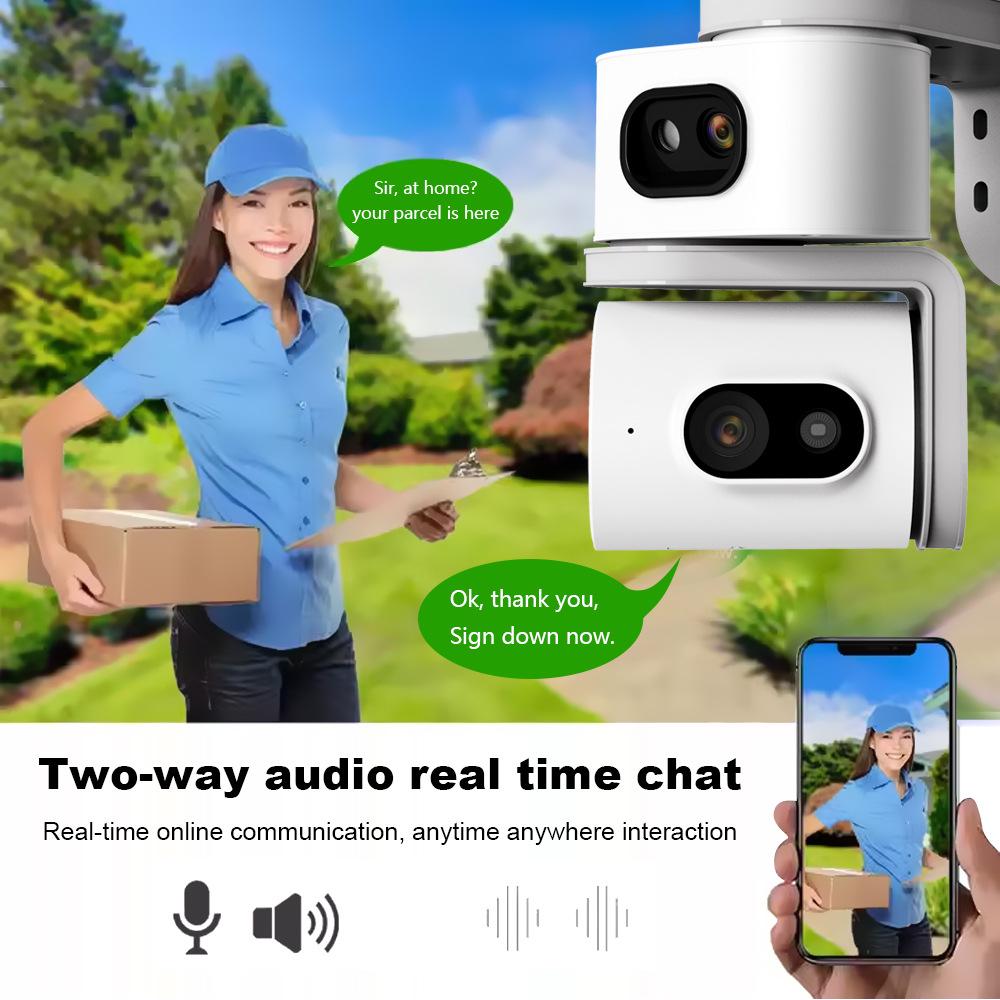 Wireless Dual-Screen Indoor Camera with HD and Dual-Light Night Vision for Remote Home Monitoring