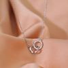 Gold-Plated Interlocking Double Ring Necklace - S925 Sterling Silver Clavicle Chain, Women's Light Luxury French Style