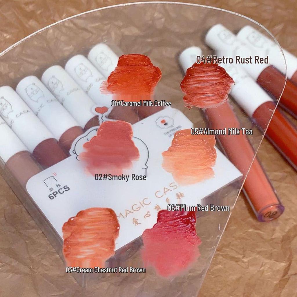 MAGIC CASA Care Bears Non-Fading Matte Lip Glaze Set - Six Moisturizing Shades