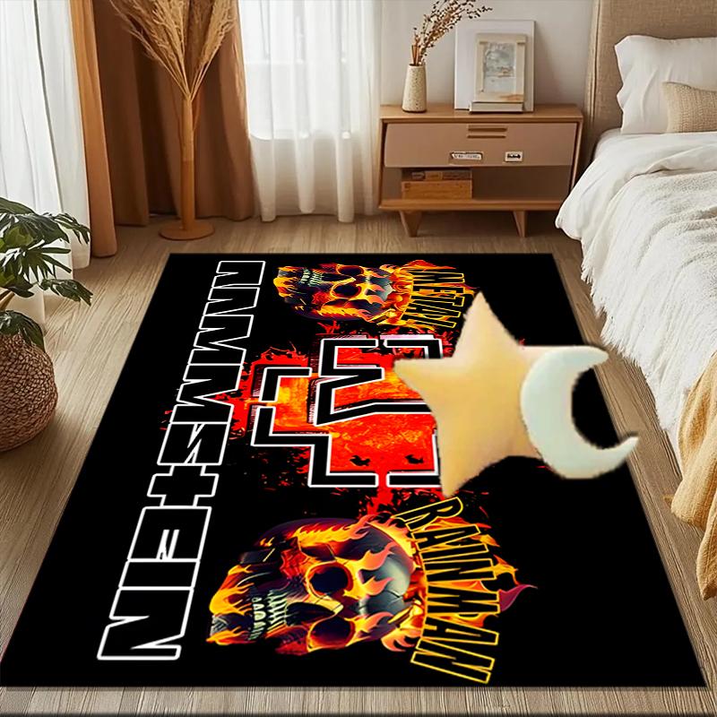 Ramm-stein Skulls And Logo Area Rug Suitable for Indoor And Outdoor,Carpets for Kitchens, Homes, Offices, Living Rooms,Home Decor,Christmas Gift