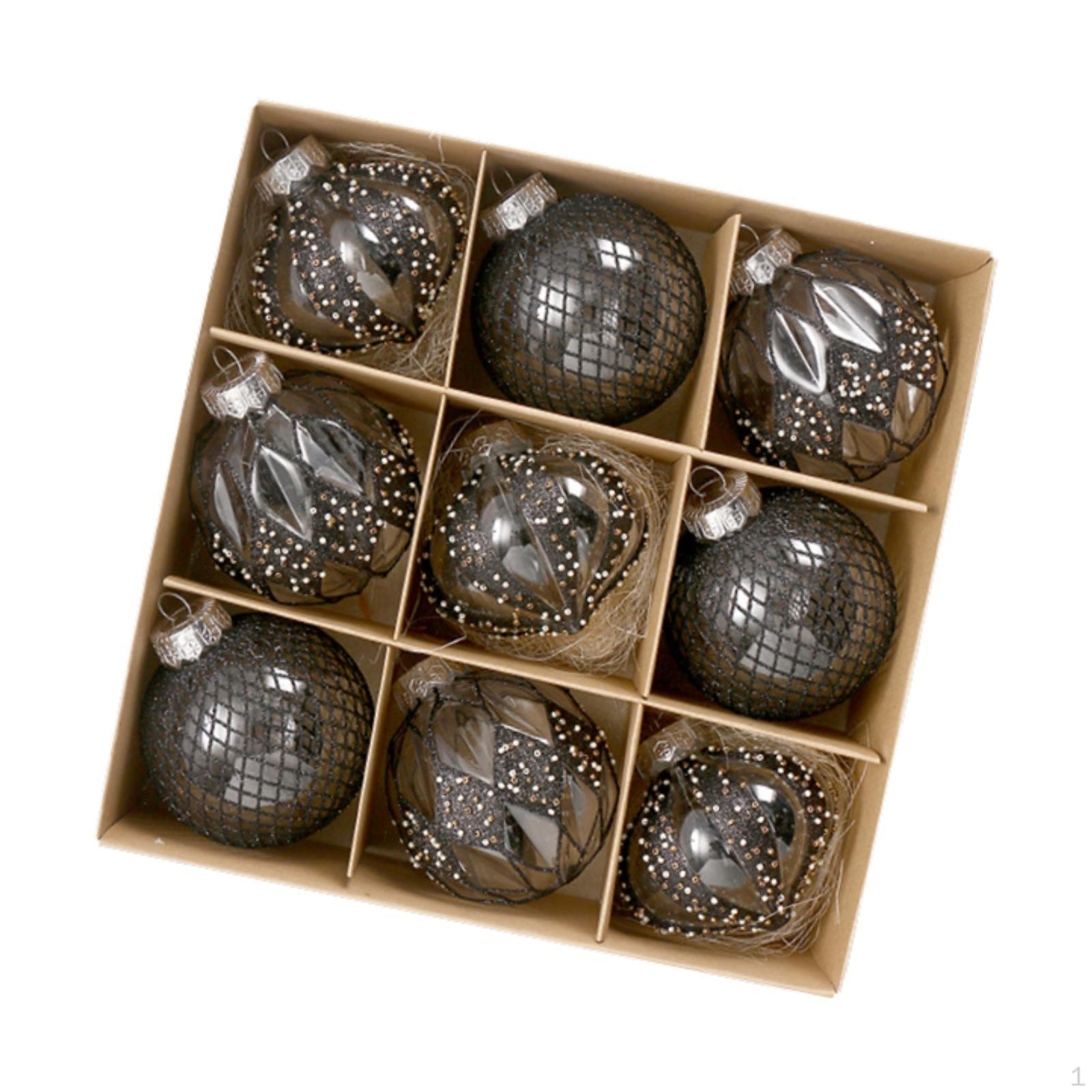 

9 украшений, 7,6 см, большие подвесные рождественские украшения, небьющиеся шары, елка Black