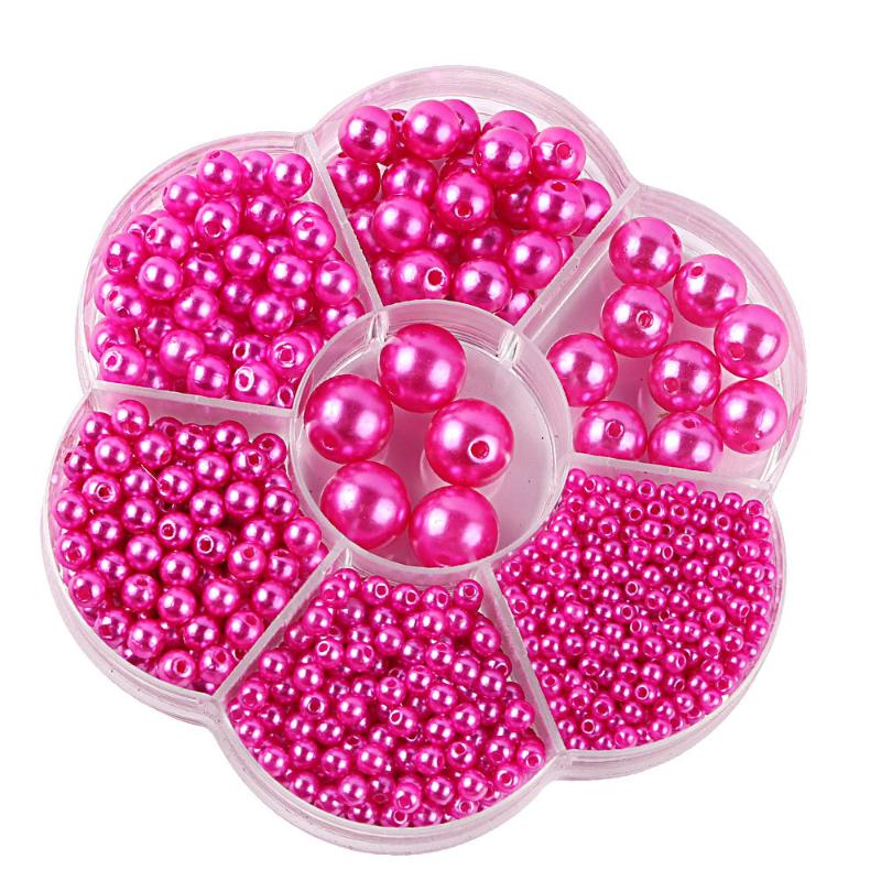 3/4/5/6/8/10/12mm Gemischte Box mit Löchern ABS Imitation Perle Meerjungfrauen-Illusions-Farbverlauf Kunststoffperle DIY-Material