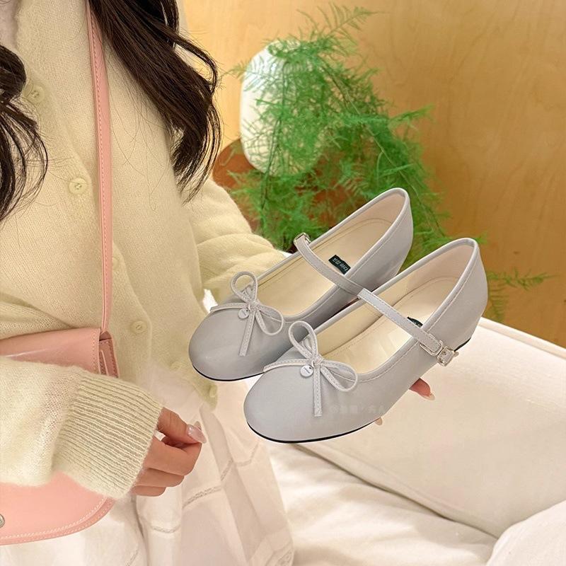 Suding's fairy inner height increase with Mary Jane single shoes women's 2025 spring and summer new bow ballet shoes